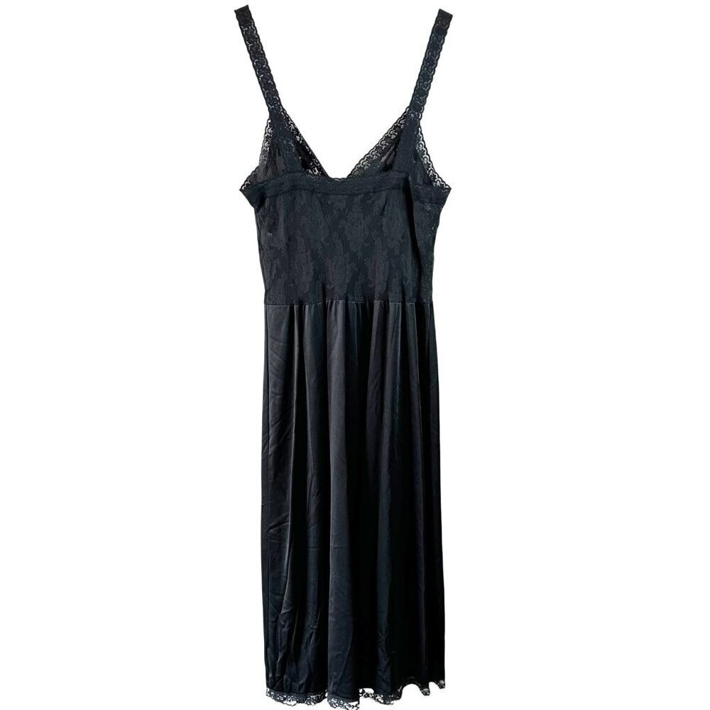 Vintage Vanity Fair Black Lace and Nylon Slip/Nightgown Size 34 USA Pin-Up